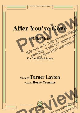 page one of Turner Layton-After You've Gone,in E flat Major,for Voice and Piano