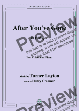 page one of Turner Layton-After You've Gone,in E Major,for Voice and Piano