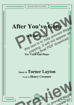 page one of Turner Layton-After You've Gone,in B flat Major,for Voice and Piano