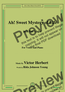 page one of Victor Herbert-Ah! Sweet Mystery of Life,in B flat Major,for Voice and Piano