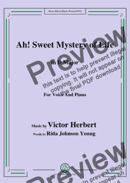 page one of Victor Herbert-Ah! Sweet Mystery of Life,in D Major,for Voice and Piano