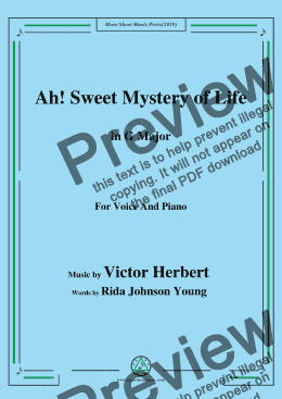 page one of Victor Herbert-Ah! Sweet Mystery of Life,in G Major,for Voice and Piano