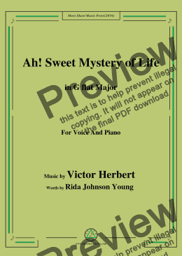 page one of Victor Herbert-Ah! Sweet Mystery of Life,in G flat Major,for Voice and Piano