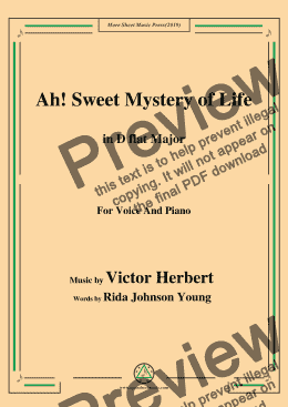 page one of Victor Herbert-Ah! Sweet Mystery of Life,in D flat Major,for Voice and Piano