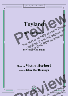 page one of Victor Herbert-Toyland,in A flat Major,for Voice and Piano