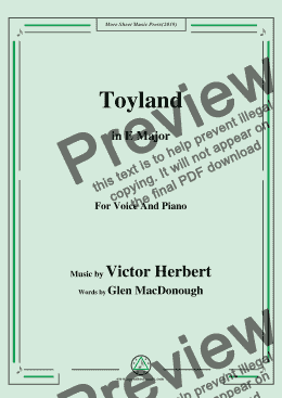 page one of Victor Herbert-Toyland,in E Major,for Voice and Piano
