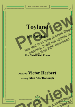 page one of Victor Herbert-Toyland,in B flat Major,for Voice and Piano