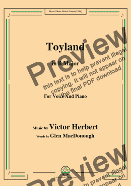 page one of Victor Herbert-Toyland,in B Major,for Voice and Piano