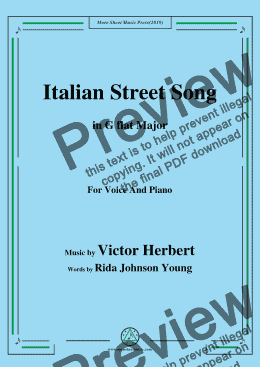 page one of Victor Herbert-Italian Street Song,in G flat Major,for Voice and Piano