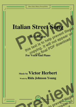 page one of Victor Herbert-Italian Street Song,in G Major,for Voice and Piano