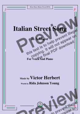page one of Victor Herbert-Italian Street Song,in A Major,for Voice and Piano