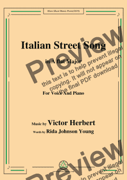 page one of Victor Herbert-Italian Street Song,in A flat Major,for Voice and Piano