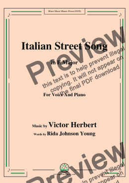 page one of Victor Herbert-Italian Street Song,in E Major,for Voice and Piano