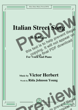 page one of Victor Herbert-Italian Street Song,in D Major,for Voice and Piano