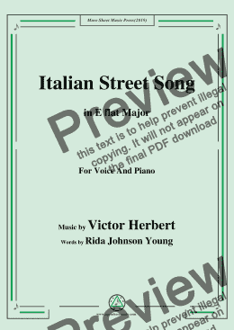 page one of Victor Herbert-Italian Street Song,in E flat Major,for Voice and Piano