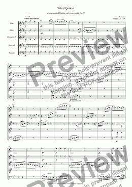 page one of Wind Quintet No. 2 (arrangement of Beethoven’s piano sonata Op 79)