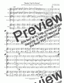 page one of Breden Väg För Herran (for Woodwind Quartet and optional Organ)