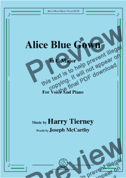 page one of Harry Tierney-Alice Blue Gown,in C Major,for Voice and Piano