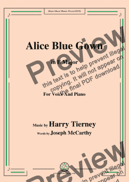page one of Harry Tierney-Alice Blue Gown,in E Major,for Voice and Piano