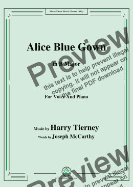 page one of Harry Tierney-Alice Blue Gown,in B Major,for Voice and Piano