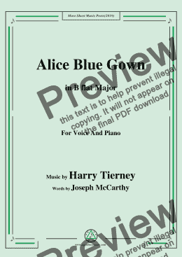 page one of Harry Tierney-Alice Blue Gown,in B flat Major,for Voice and Piano
