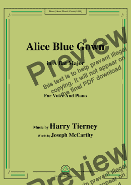 page one of Harry Tierney-Alice Blue Gown,in A flat Major,for Voice and Piano