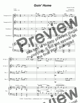 page one of Goin' Home (for Brass Quartet and Piano - Alternate Version)