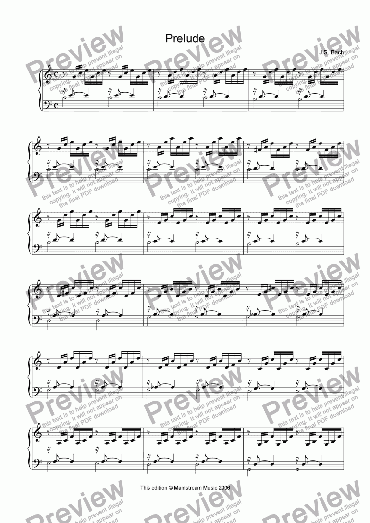 page one of Prelude in C Major