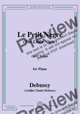 page one of Debussy-Le Petit Negre(The Little Nigar),in C Major,for Piano