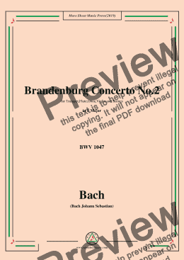 page one of Bach,J.S.-Brandenburg Concerto No.2 in F Major,BWV 1047