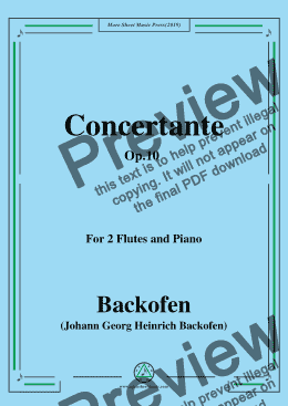 page one of Backofen-Concertante,Op.10,for 2 Flutes and Piano