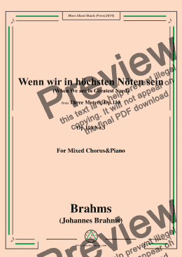 page one of Brahms-Wenn wir in höchsten Nöten sein,Op.110 No.3,from 'Three Motets'