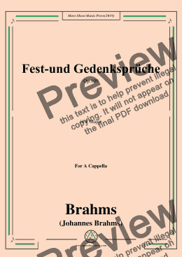 page one of Brahms-Fest-und Gedenksprüche,Op.109,for A Cappella