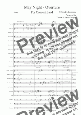 page one of May Night - Overture Rimsky-Korsakov - Score - Concert Band