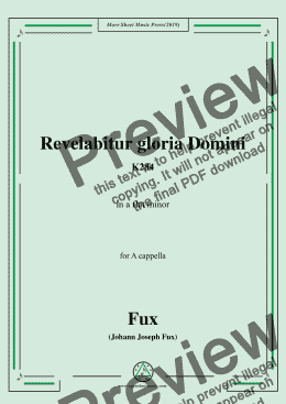 page one of Fux-Revelabitur gloria Domini,K284,in a flat minor,for A cappella