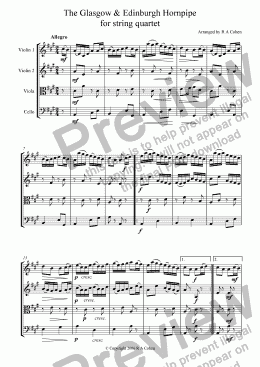 page one of The GLASGOW & EDINBURGH Hornpipe - for string quartet