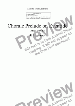 page one of PARRY, C. H. - Chorale Prelude on Eventide (Abide with me) - arr. for String Quartet by Gerald Manning