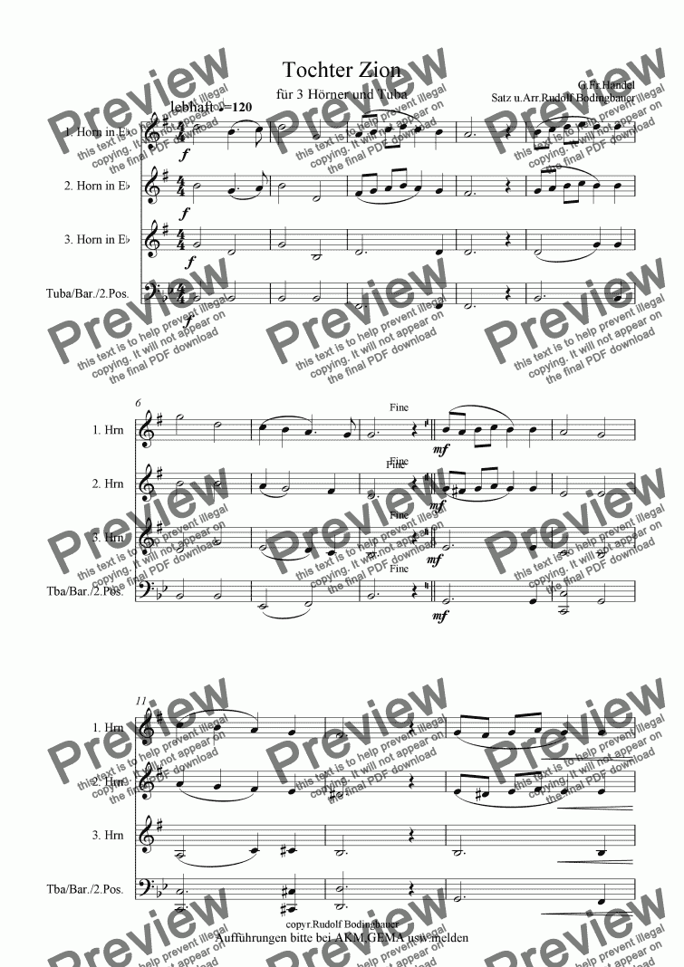 page one of Tochter Zion  3 H�rner u.Tuba