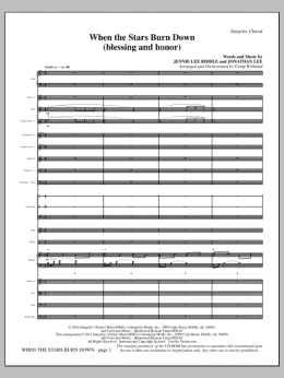 page one of When The Stars Burn Down (Blessing And Honor) - Full Score (Choir Instrumental Pak)