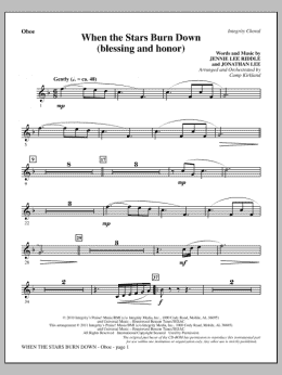 page one of When The Stars Burn Down (Blessing And Honor) - Oboe (Choir Instrumental Pak)
