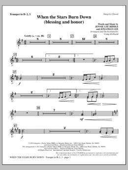 page one of When The Stars Burn Down (Blessing And Honor) - Trumpet 2 & 3 (Choir Instrumental Pak)
