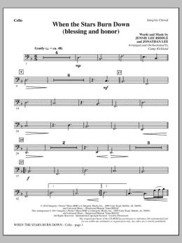 page one of When The Stars Burn Down (Blessing And Honor) - Cello (Choir Instrumental Pak)