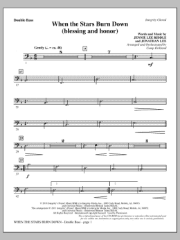 page one of When The Stars Burn Down (Blessing And Honor) - Double Bass (Choir Instrumental Pak)