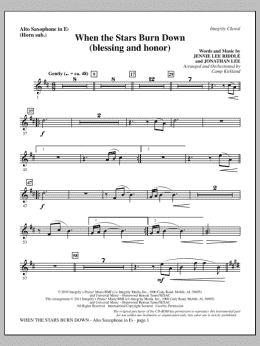 page one of When The Stars Burn Down (Blessing And Honor) - Alto Sax (sub. Horn) (Choir Instrumental Pak)