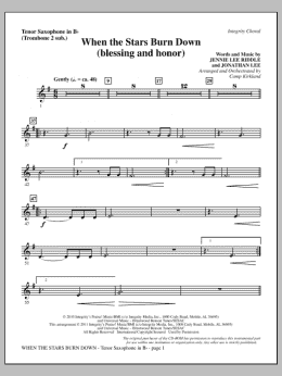 page one of When The Stars Burn Down (Blessing And Honor) - Tenor Sax (sub. Tbn 2) (Choir Instrumental Pak)