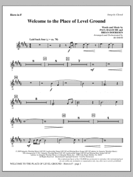 page one of Welcome To The Place Of Level Ground - F Horn (Choir Instrumental Pak)