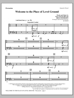 page one of Welcome To The Place Of Level Ground - Percussion (Choir Instrumental Pak)