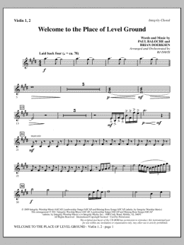 page one of Welcome To The Place Of Level Ground - Violin 1, 2 (Choir Instrumental Pak)