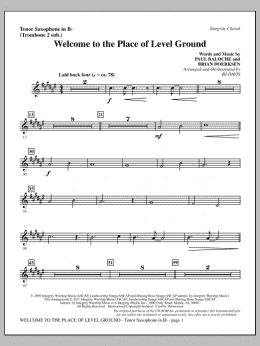 page one of Welcome To The Place Of Level Ground - Tenor Sax (sub. Tbn 2) (Choir Instrumental Pak)
