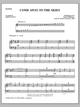 page one of Come Away To The Skies - Handbells (Choir Instrumental Pak)